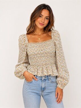 Revolve ASTR The Label Floral Blouse Medium